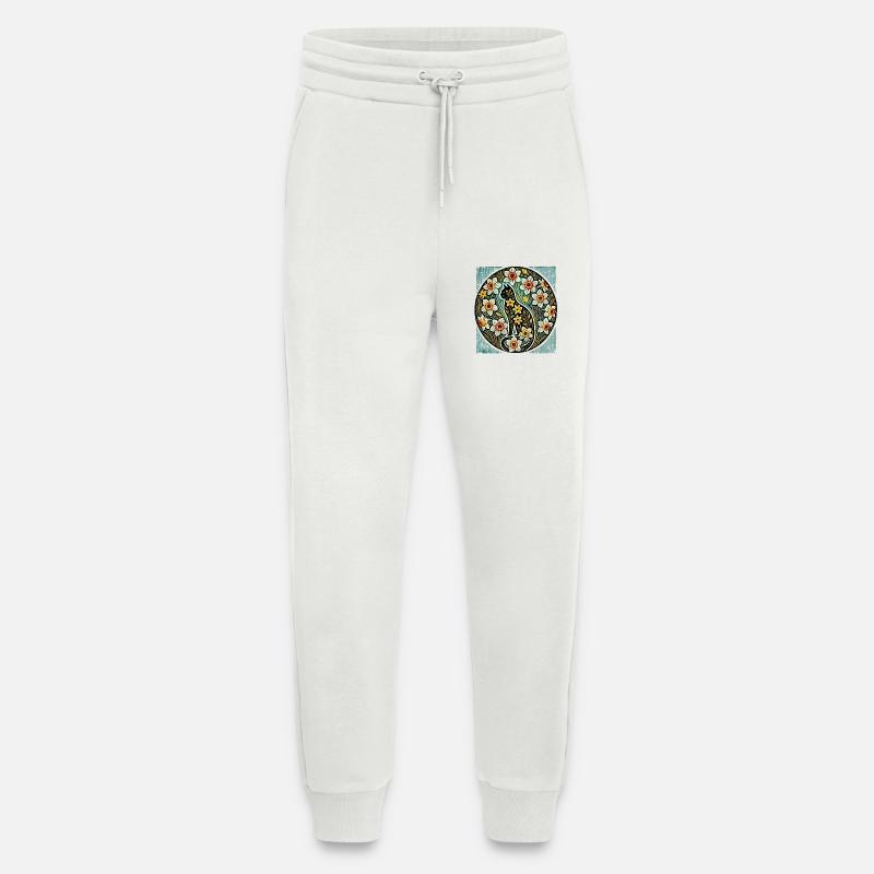 Daffodils Cat - Jogging Pants - made by SPREAD  - OFF WHITE