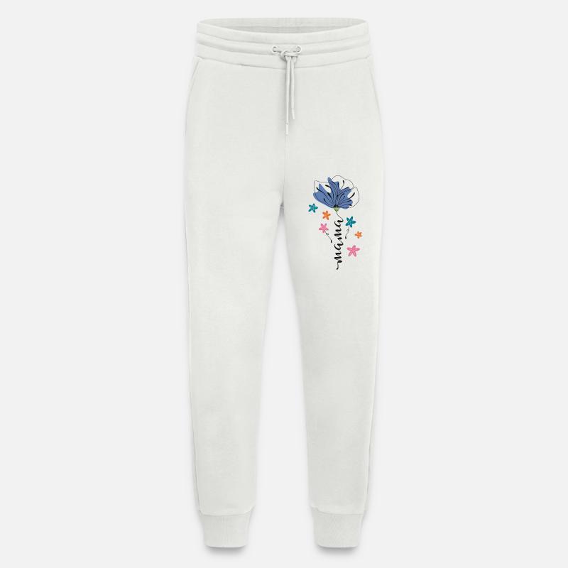 Maman – Conception 🌸💙 de fleurs - Pantalon de jogging bio décontracté fabriqué en UE - OFF WHITE