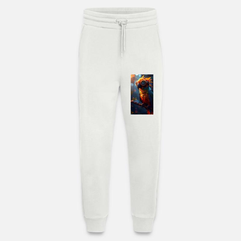 Bunter Papagei mit Steampunk Brille - Jogginghose - made by SPREAD - OFF WHITE
