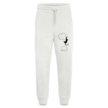 Black Cat hanging on a Cloud.  - Jogging Pants - made by SPREAD  - OFF WHITE - Front
