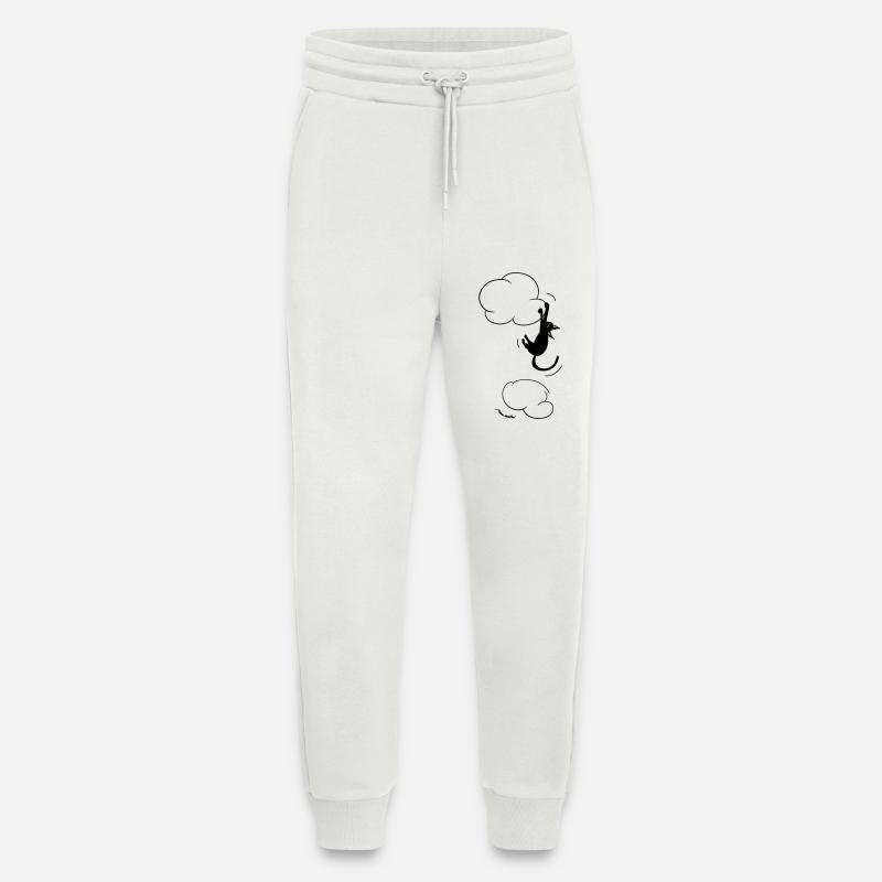 Black Cat hanging on a Cloud.  - Jogging Pants - made by SPREAD  - OFF WHITE