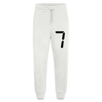 digitale_zahl_7- - Pantalon de jogging bio décontracté fabriqué en UE - OFF WHITE - Devant