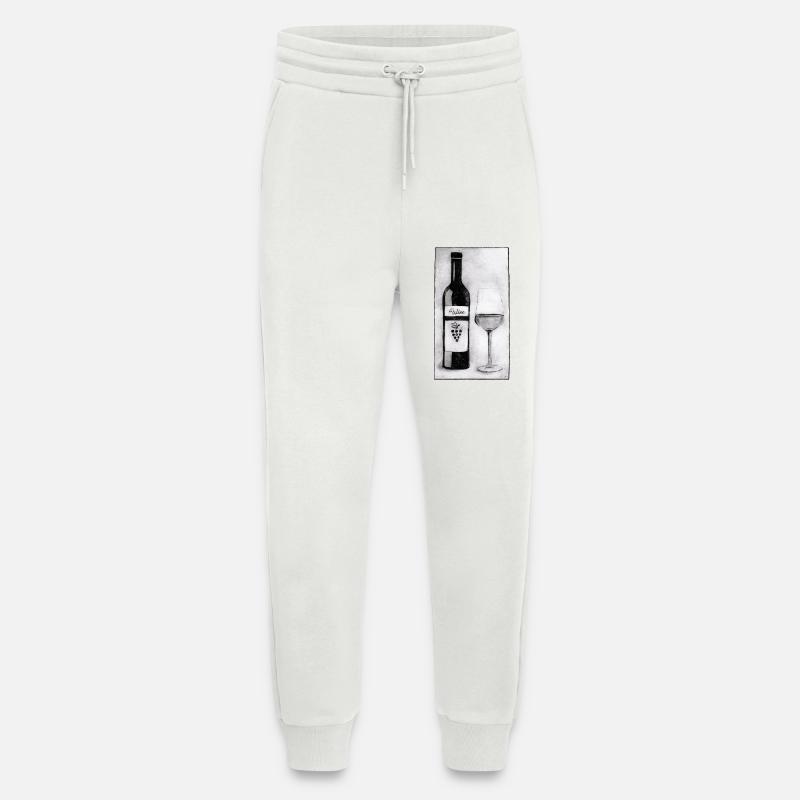 Weinflasche mit Glas - Druckvorlage handgeschnitzt - Jogginghose - made by SPREAD - OFF WHITE