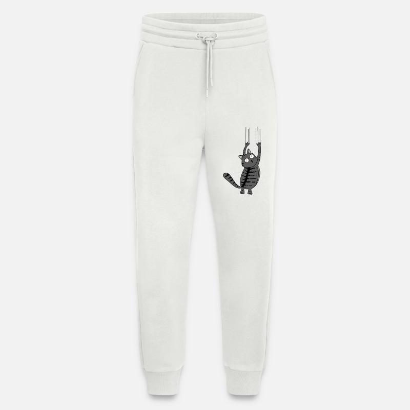 Panic Cat Version rayée - Pantalon de jogging bio décontracté fabriqué en UE - OFF WHITE
