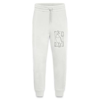 Canard coureur dans un design géométrique - Pantalon de jogging bio décontracté fabriqué en UE - OFF WHITE - Devant