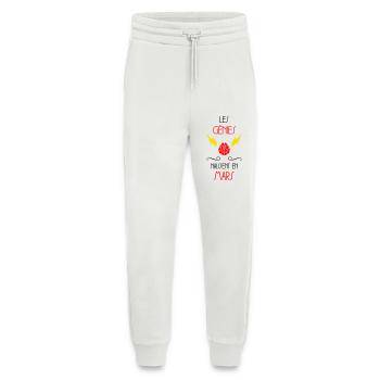 Les Génies Naissent en Mars Cadeau Bébé - Pantalon de jogging bio décontracté fabriqué en UE - OFF WHITE - Devant