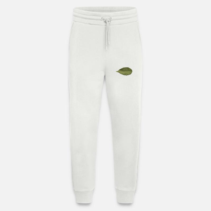 Structure foliaire : motif vert olive - Pantalon de jogging bio décontracté fabriqué en UE - OFF WHITE