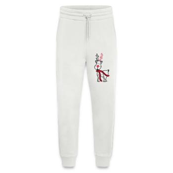 Un renne avec écharpe - Pantalon de jogging bio décontracté fabriqué en UE - OFF WHITE - Devant