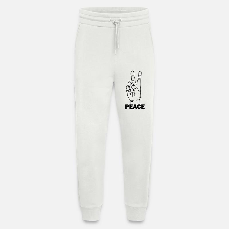 Hand gesture peace with peace text - Jogging Pants - made by SPREAD  - OFF WHITE