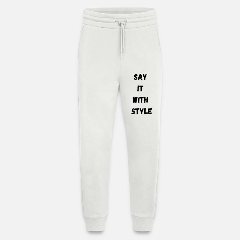 Abstract Geometric Wave Pattern - Jogging Pants - made by SPREAD  - OFF WHITE