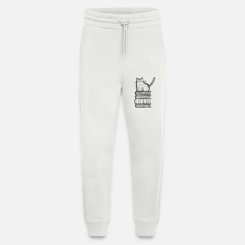 Katze mit Büchern - Jogginghose - made by SPREAD - OFF WHITE