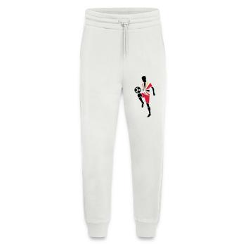 Joueur de foot avec ballon de foot - Pantalon de jogging bio décontracté fabriqué en UE - OFF WHITE - Devant