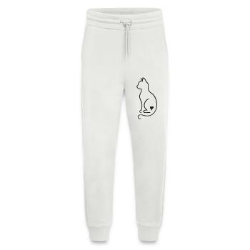 Minimalist Cat Line Art – Black Design - Jogging Pants - made by SPREAD  - OFF WHITE - Front