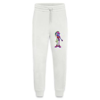 Personnage coloré et abstrait du fumeur - Pantalon de jogging bio décontracté fabriqué en UE - OFF WHITE - Devant