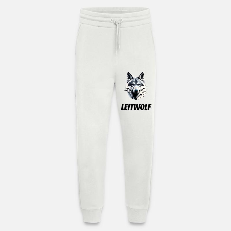Wolfskopf mit Leitwolf Schriftzug - Jogginghose - made by SPREAD - OFF WHITE
