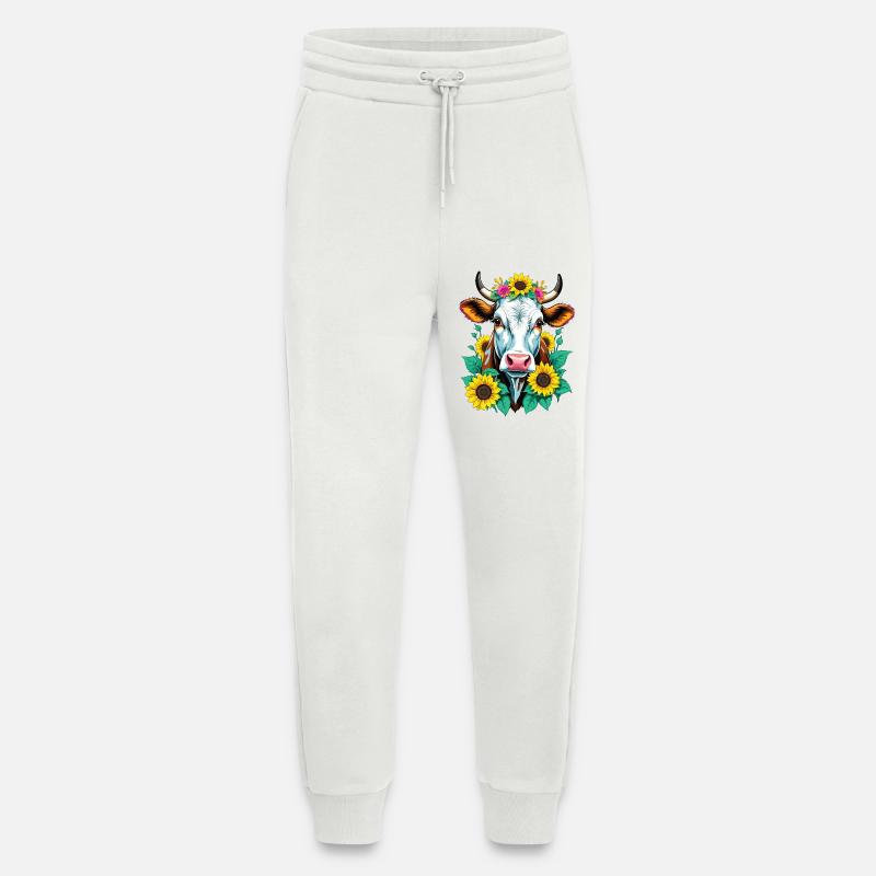 Kuh mit Sonnenblumen - Jogginghose - made by SPREAD - OFF WHITE
