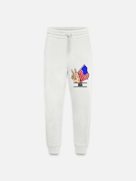 Flag USA peace sign text USA - Jogging Pants - made by SPREAD  - OFF WHITE