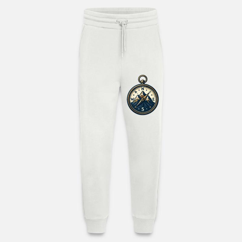 Compass on mountain background - skiing - hiking - Jogging Pants - made by SPREAD  - OFF WHITE