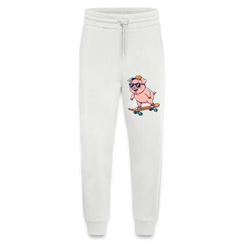 Funny Pig Skating on Skateboard Cartoon Skater - Jogging Pants - made by SPREAD  - OFF WHITE - Front