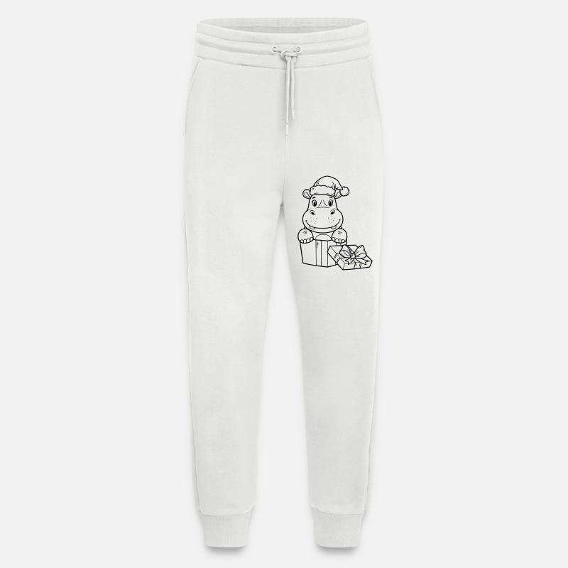 Weihnachts-Nilpferd mit Geschenken - Jogginghose - made by SPREAD - OFF WHITE
