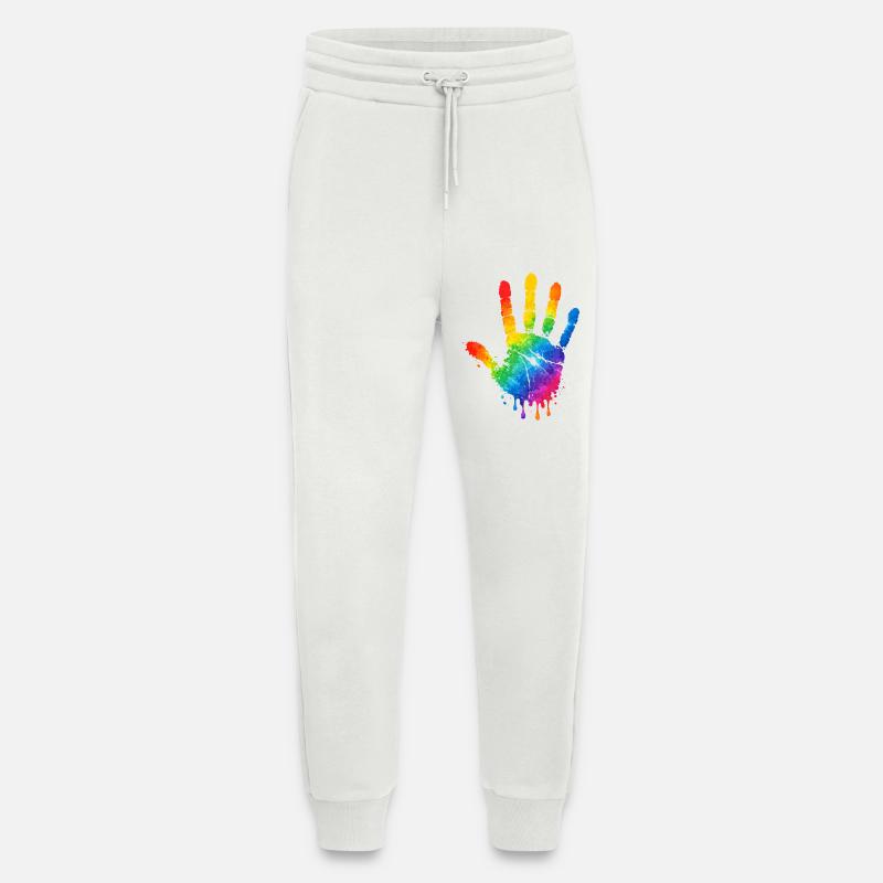 Bunter Handabdruck Aquarell Design  - Jogginghose - made by SPREAD - OFF WHITE