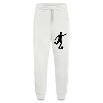 Joueur de football Silhouette Attaquant de football - Pantalon de jogging bio décontracté fabriqué en UE - OFF WHITE - Devant