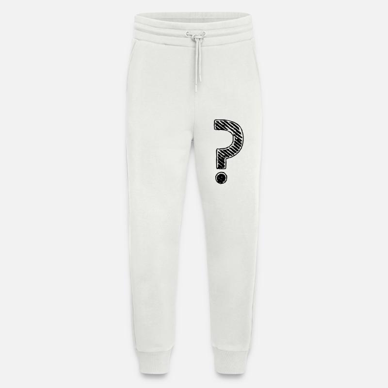 Point d'interrogation rayures regard grunge - Pantalon de jogging bio décontracté fabriqué en UE - OFF WHITE