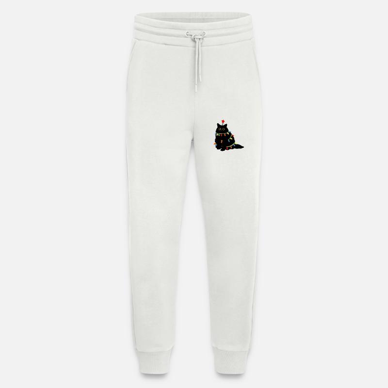 Weihnachtskatze mit Lichterketten - Jogginghose - made by SPREAD - OFF WHITE