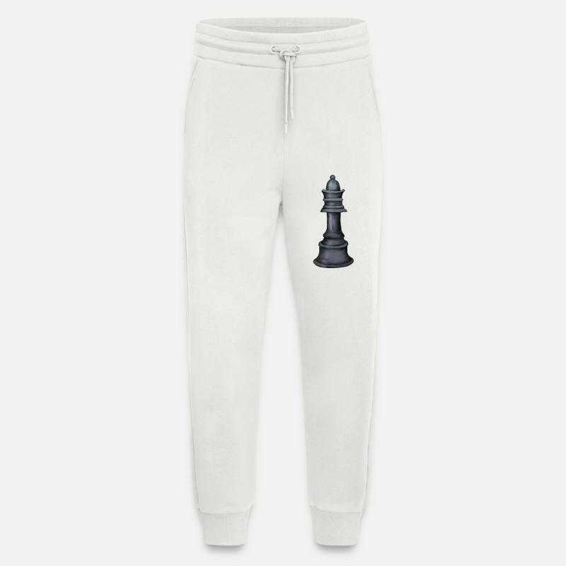 Grayscale Chess Piece Art Print - Jogging Pants - made by SPREAD  - OFF WHITE