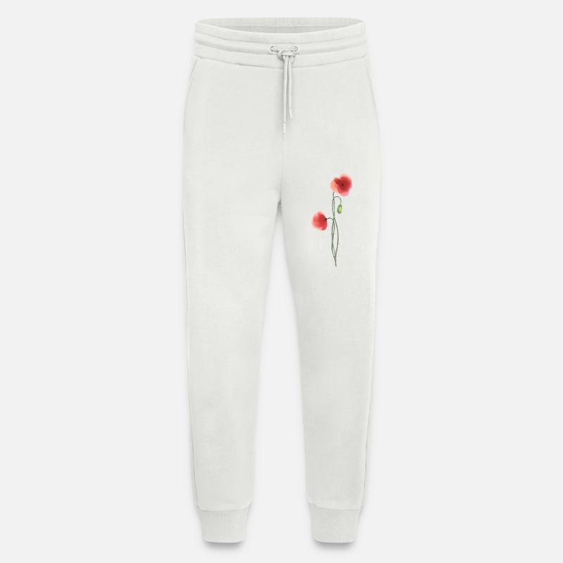 Flower: red poppy - Jogging Pants - made by SPREAD  - OFF WHITE