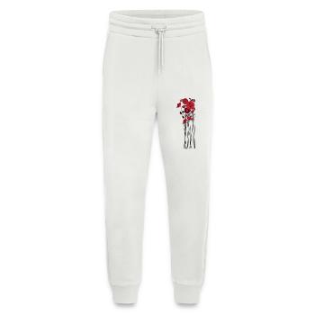 Illustration de fleurs de galets - Pantalon de jogging bio décontracté fabriqué en UE - OFF WHITE - Devant