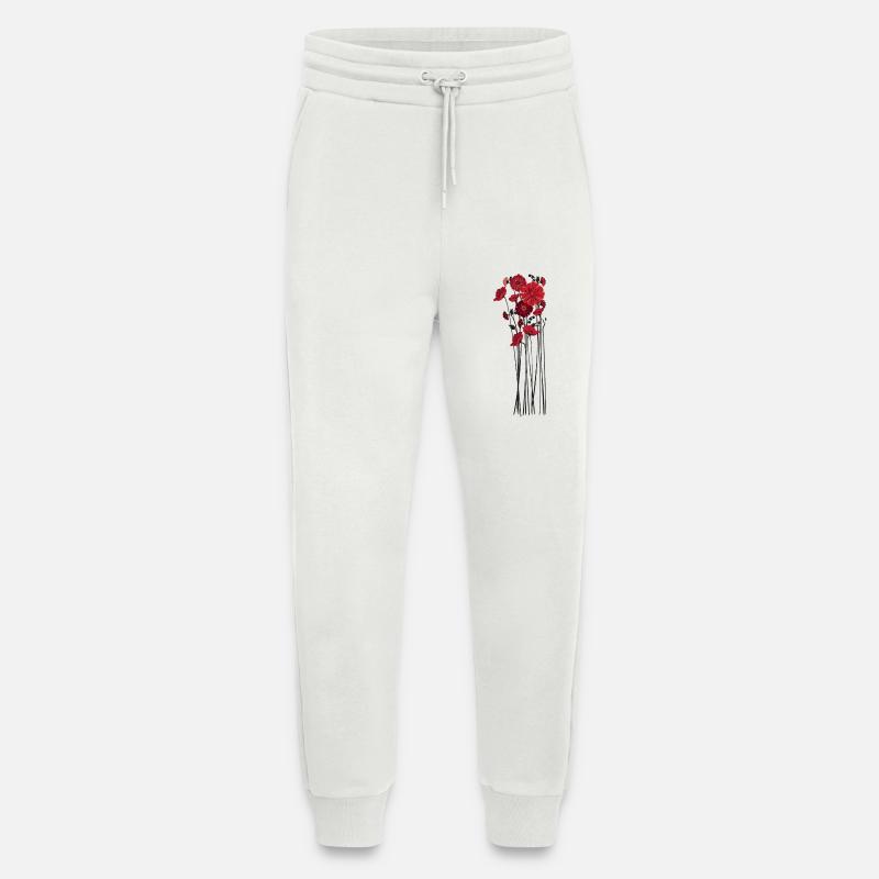 Illustration de fleurs de galets - Pantalon de jogging bio décontracté fabriqué en UE - OFF WHITE