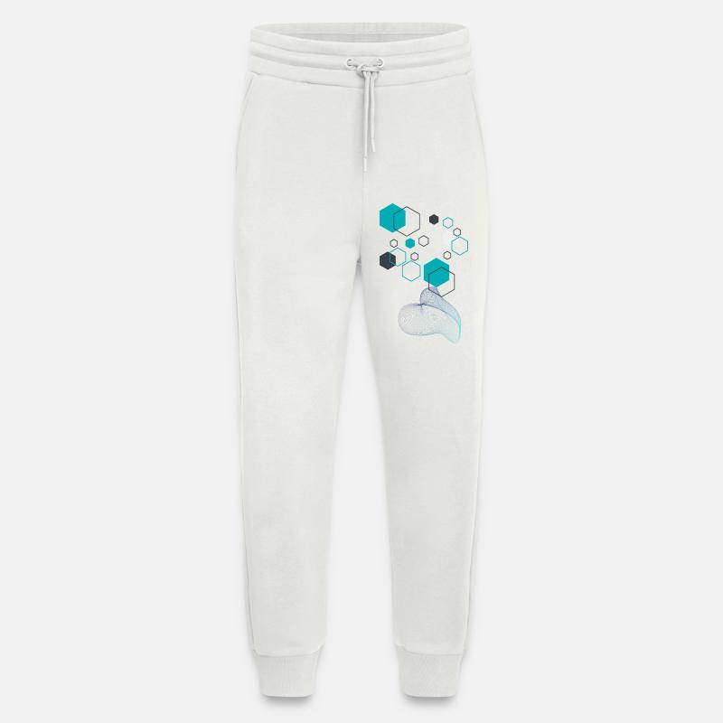 GeoFusion 3: Bold Geometric Design - Jogging Pants - made by SPREAD - OFF WHITE