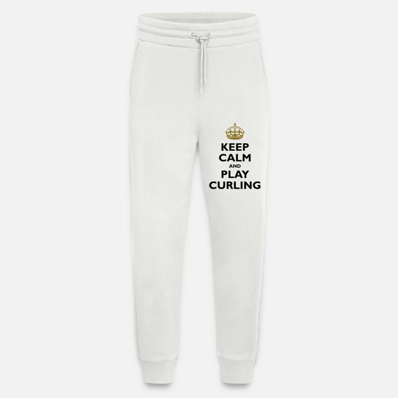 Keep calm and play curling - Pantalon de jogging bio décontracté fabriqué en UE - OFF WHITE