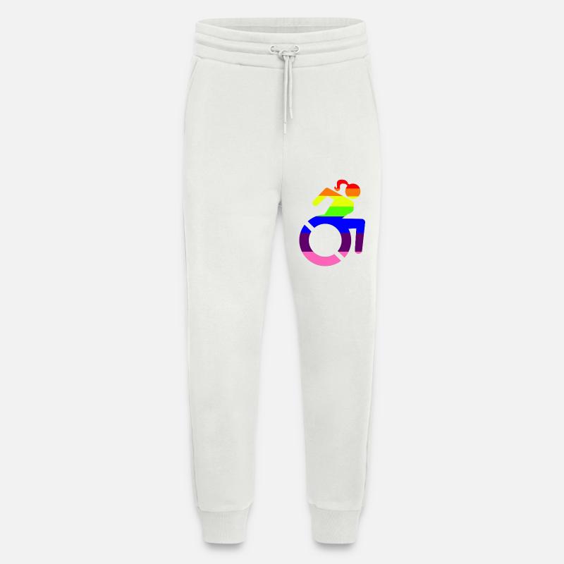 Fille en fauteuil roulant symbole LGBTQ # - Pantalon de jogging bio décontracté fabriqué en UE - OFF WHITE