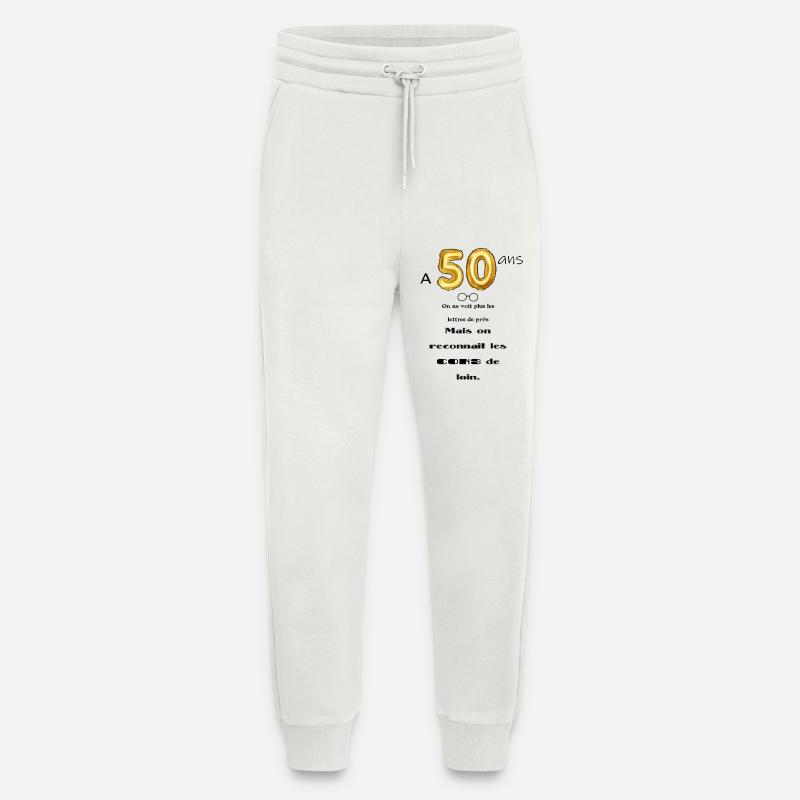 50 ans - Pantalon de jogging bio décontracté fabriqué en UE - OFF WHITE