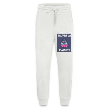 PLANETE. NATURE. JARDIN. ARBRE. FLEUR. PRINTEMPS - Pantalon de jogging bio décontracté fabriqué en UE - OFF WHITE - Devant