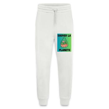 JOUR DE LA TERRE. ECOLOGIE. PLANETE. ENVIRONNEMENT - Pantalon de jogging bio décontracté fabriqué en UE - OFF WHITE - Devant