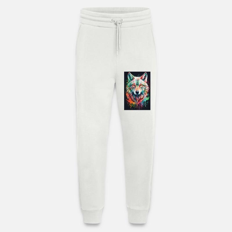 Bunter Wolfkopf Farbexplosion - Jogginghose - made by SPREAD - OFF WHITE