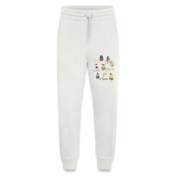 Illustration pour enfants d’oiseaux en dessin animé - Pantalon de jogging bio décontracté fabriqué en UE - OFF WHITE - Devant