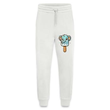 Mignon motif de glace éléphant pour l’été - Pantalon de jogging bio décontracté fabriqué en UE - OFF WHITE - Devant