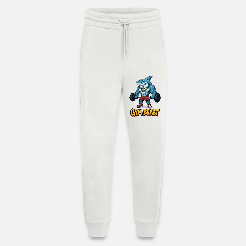 Muscles de requin, bodybuilder comique - Pantalon de jogging bio décontracté fabriqué en UE - OFF WHITE