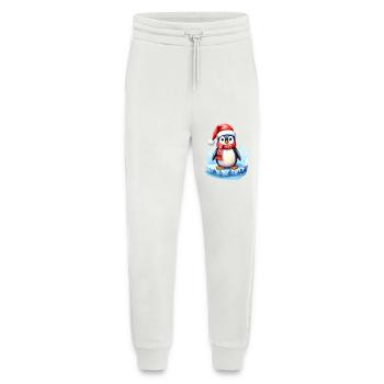 Pingouin en hiver et à Noël - Pantalon de jogging bio décontracté fabriqué en UE - OFF WHITE - Devant