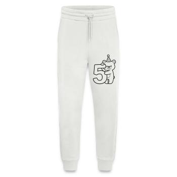 Party Bear with Number 5 Cartoon Illustration - Jogging Pants - made by SPREAD  - OFF WHITE - Front