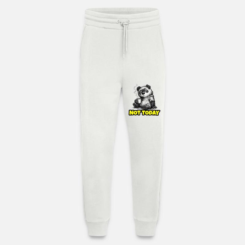 Not Today – Grumpy Bear Coffee (Sketch) - Pantalon de jogging bio décontracté fabriqué en UE - OFF WHITE