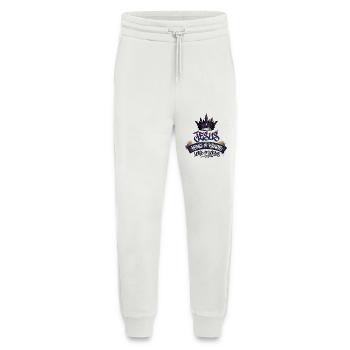 Jésus, roi des rois - Pantalon de jogging bio décontracté fabriqué en UE - OFF WHITE - Devant