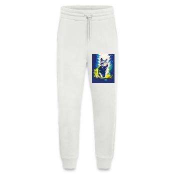 Forêt géométrique de néons de loups - Pantalon de jogging bio décontracté fabriqué en UE - OFF WHITE - Devant