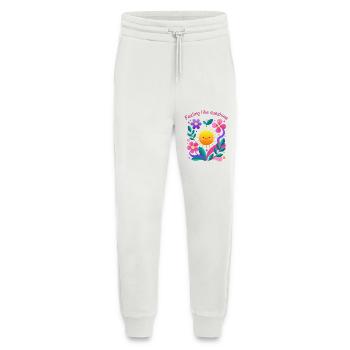 Sentir le soleil : motif floral - Pantalon de jogging bio décontracté fabriqué en UE - OFF WHITE - Devant