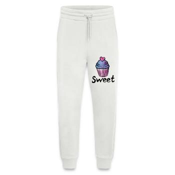 Glaçage au cœur pastel de cupcakes - Pantalon de jogging bio décontracté fabriqué en UE - OFF WHITE - Devant