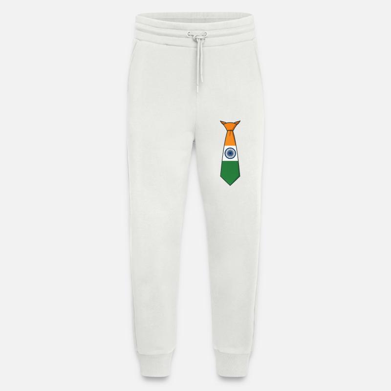 Cravate de l’Inde – Drapeau - Pantalon de jogging bio décontracté fabriqué en UE - OFF WHITE